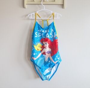 Disney Ariel Kids One Piece Swimsuit - Blue and Yellow